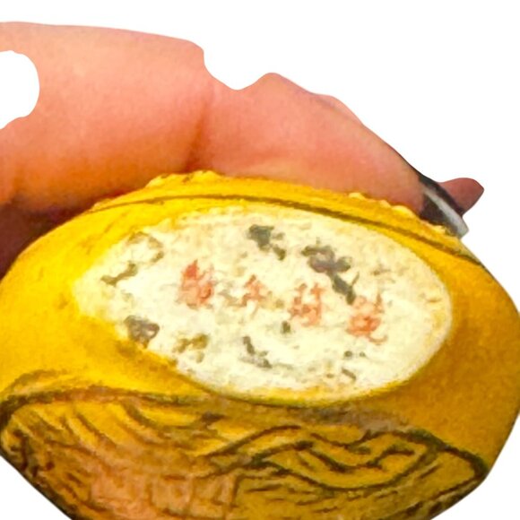 Vintage Ceramic Snuff BottleYellow Hand-Painted Landscape & Floral Design - Picture 4 of 5